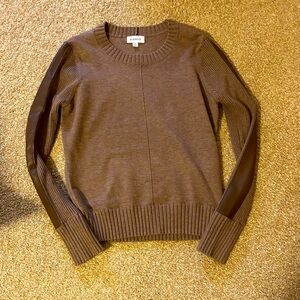 Evereve Harlow Leather Pullover Heathered Mocha Size Medium